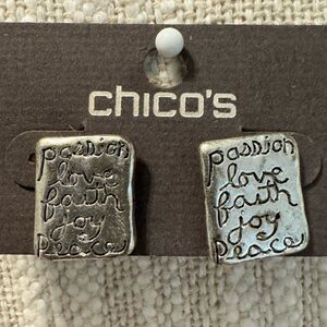 0139-Chico's Silver Inspirational Square Earrings